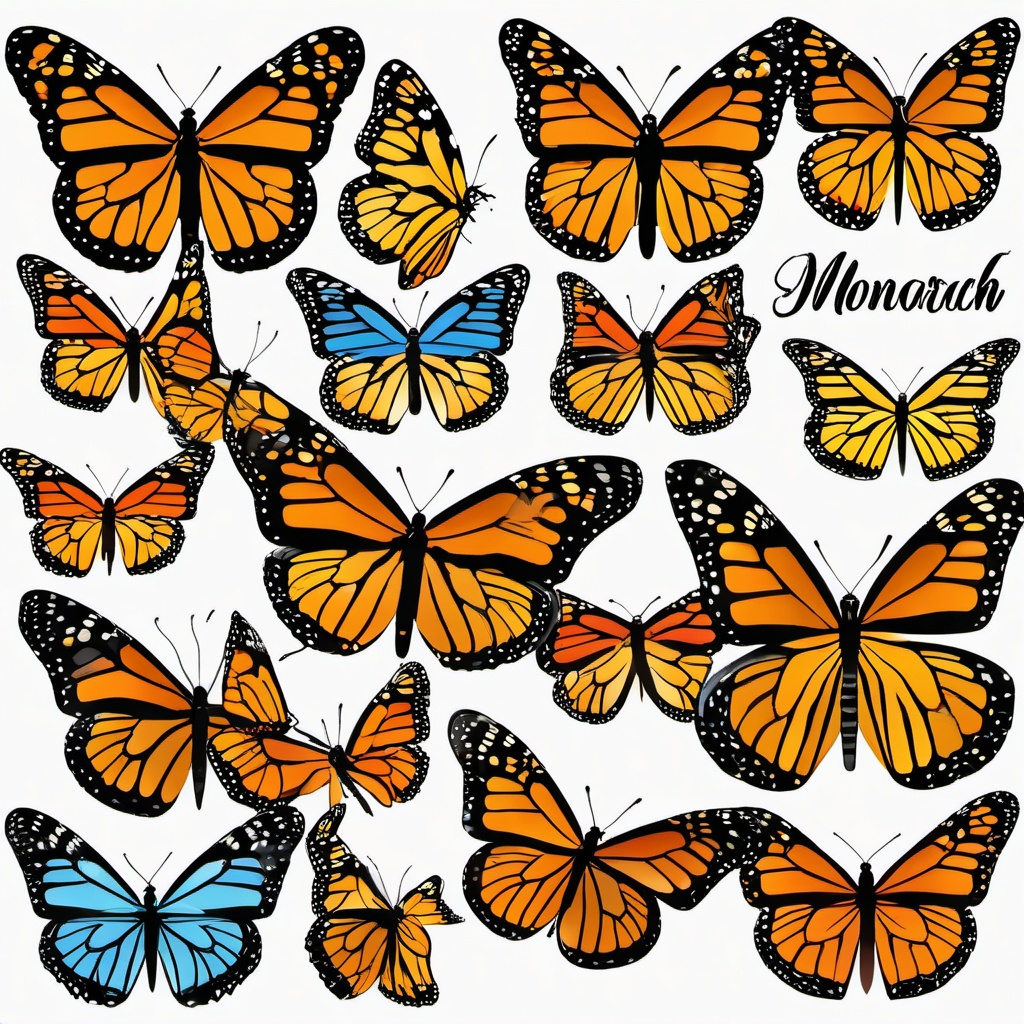 Monarch Butterfly clipart - Iconic butterfly species migrating in swarms, ,color clipart vector style