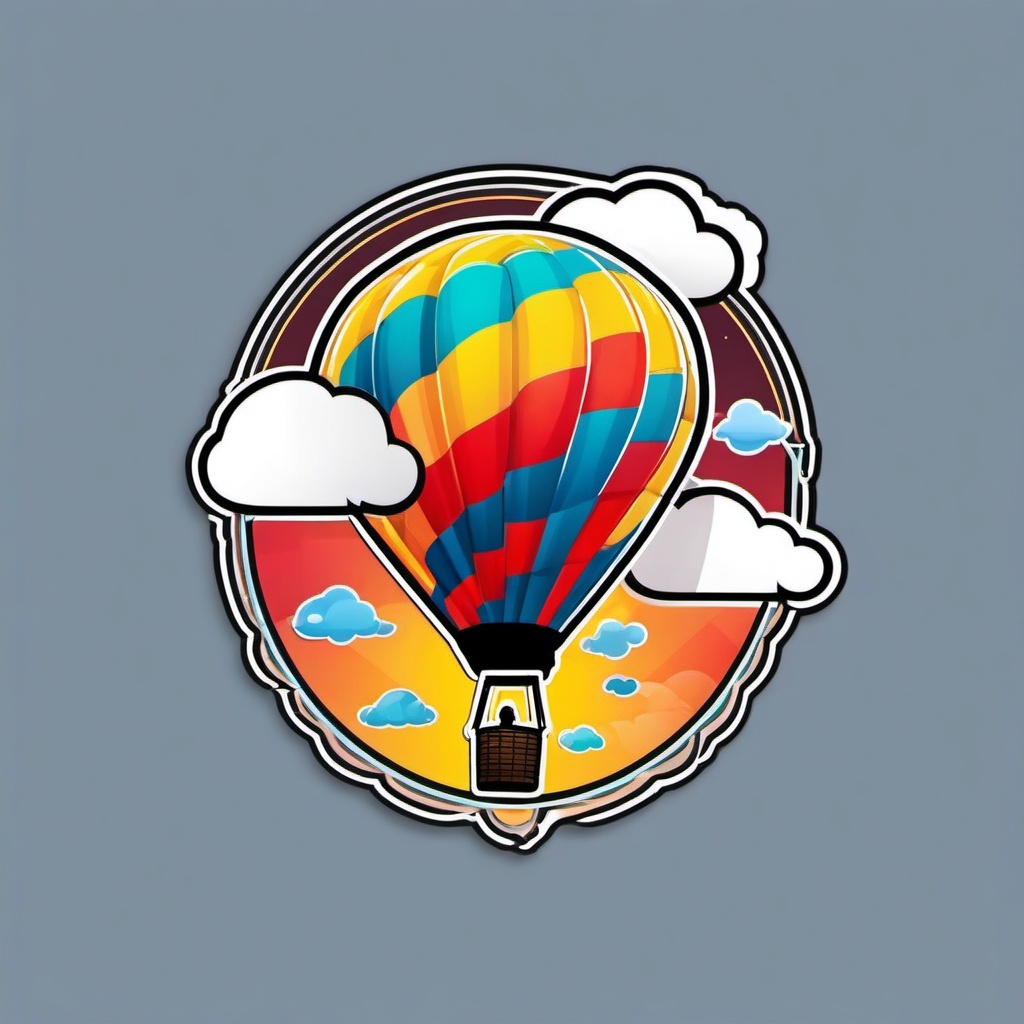 Balloon Festival Sticker - Skyward celebration, ,vector color sticker art,minimal