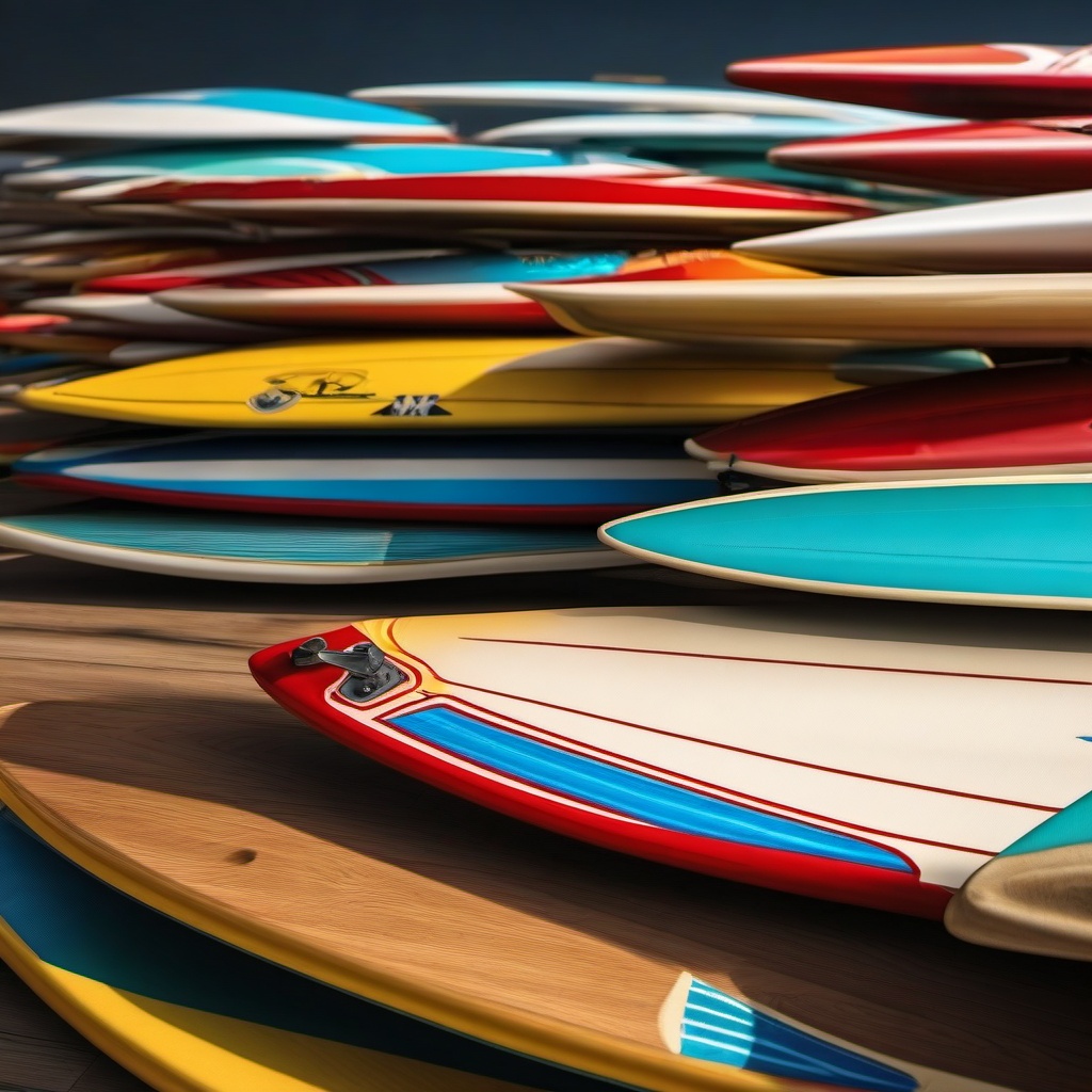 Surfboards ready for an adventure close shot perspective view, photo realistic background, hyper detail, high resolution