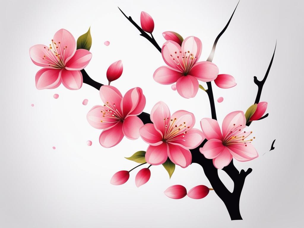 Cherry blossom tattoos for guys, Tattoos inspired by cherry blossoms, often chosen by men. ,colorful, tattoo pattern, clean white background