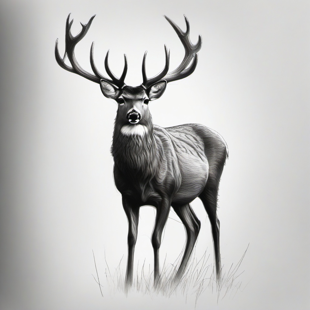 pencil sketch of deer  minimal rough sketch scribbles,doodles,black and white