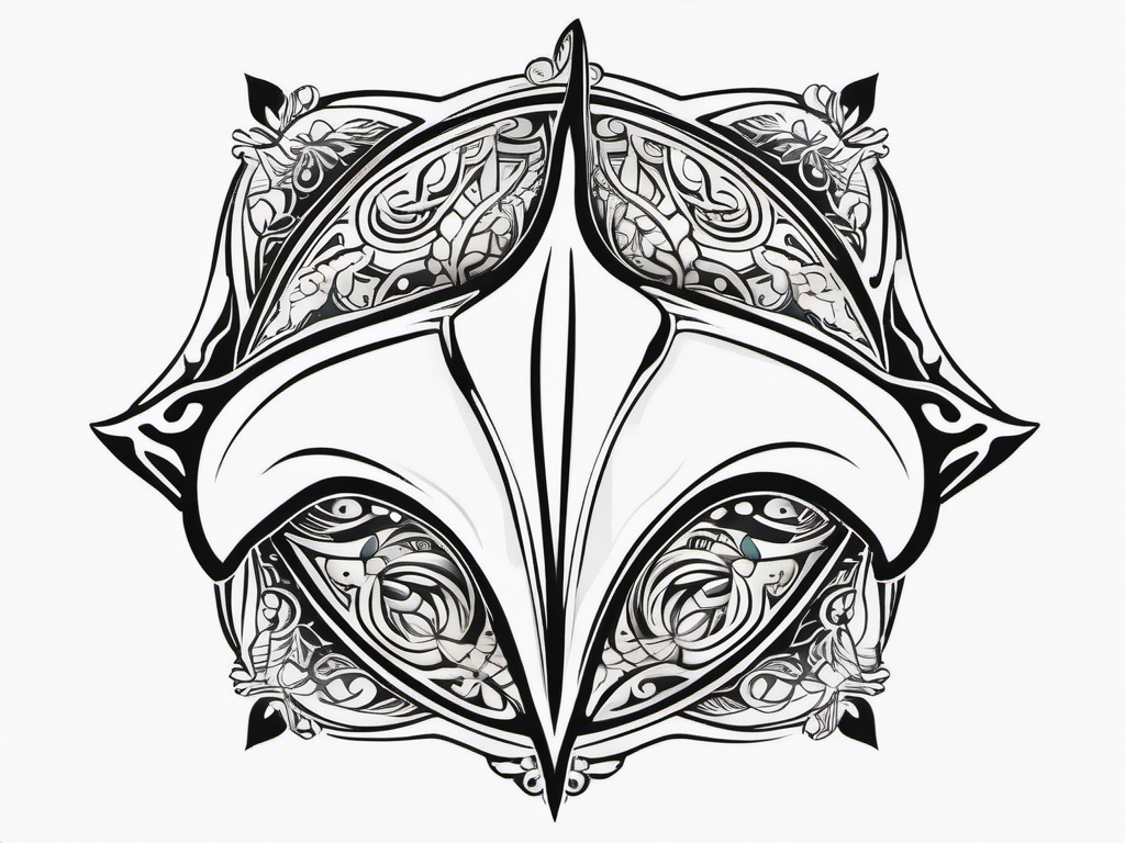 Hawaiian Stingray Tattoo - Embrace symbolism and strength with a tattoo featuring the powerful and graceful stingray.  simple vector color tattoo,minmal,white background