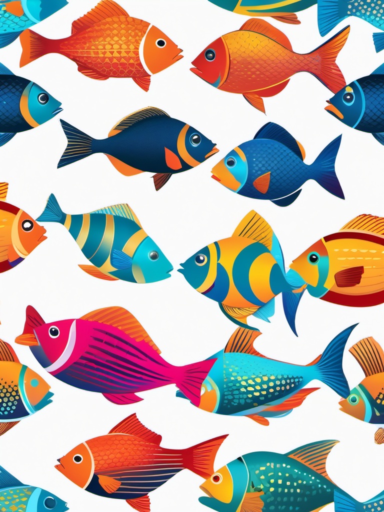 Fish Clipart - A colorful fish swimming in clear waters.  color clipart, minimalist, vector art, 