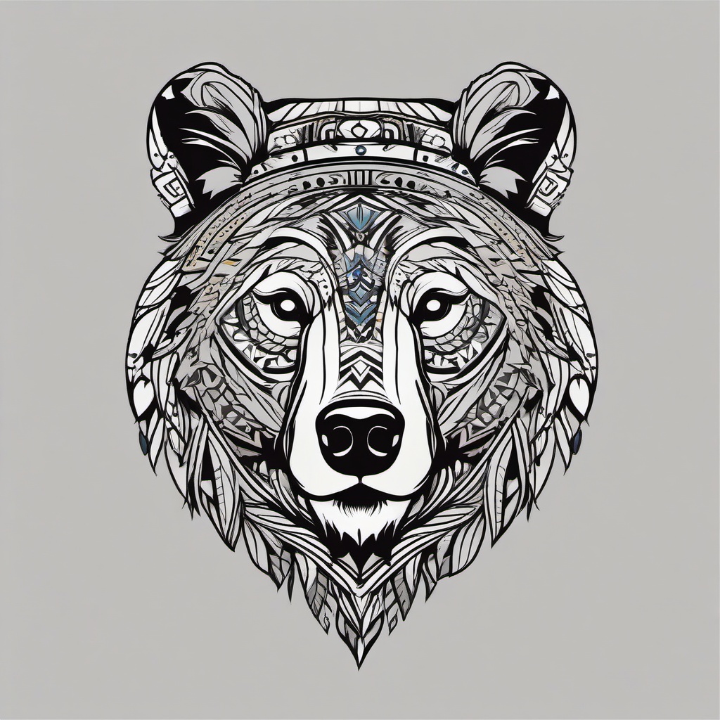 native bear tattoo  simple vector color tattoo