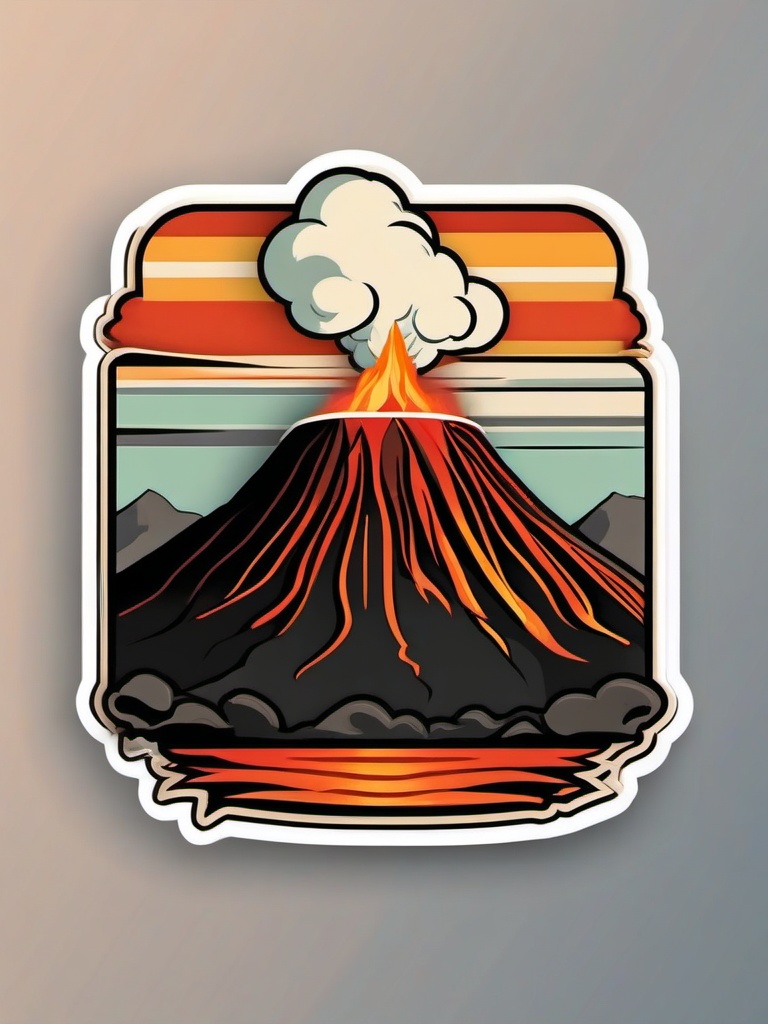 Kilauea Volcano sticker- Active volcano on the Big Island of Hawaii, , sticker vector art, minimalist design