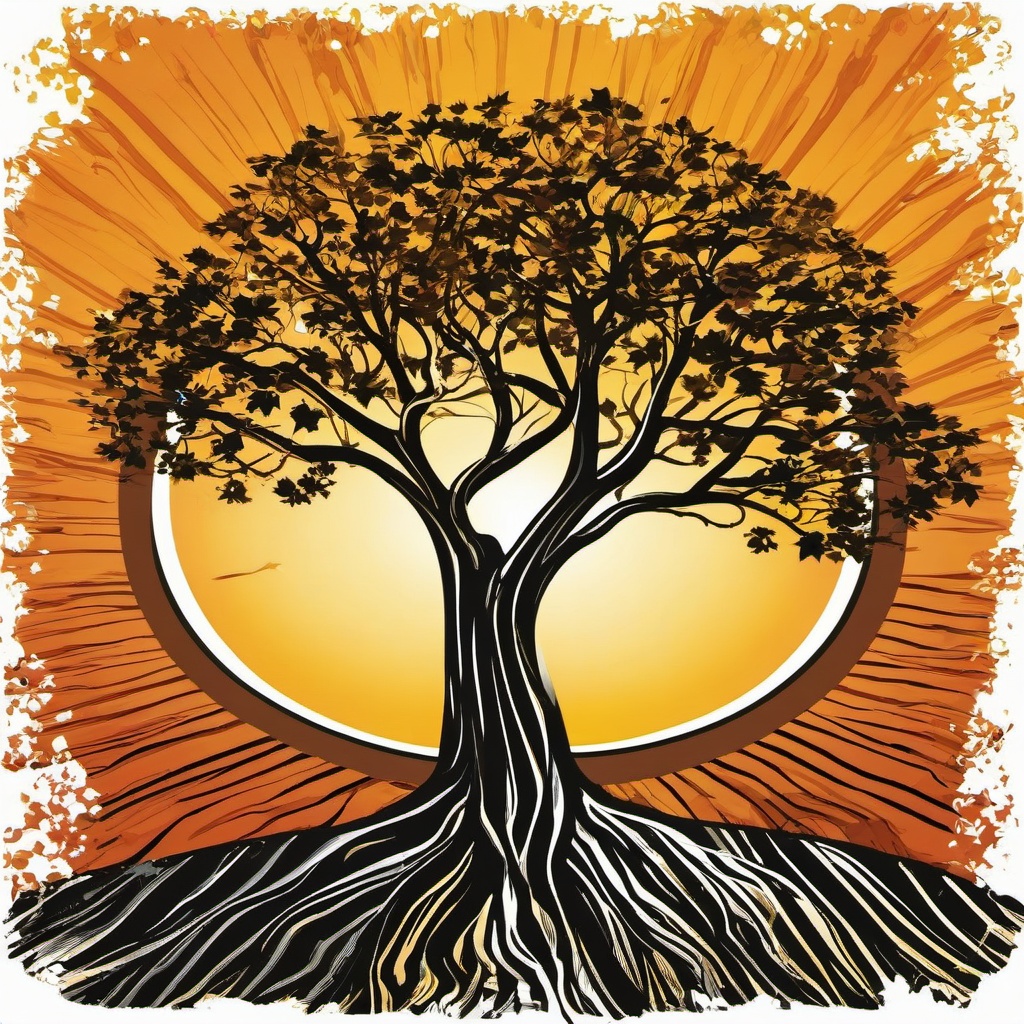 Sun clipart - sun peeking through tree branches  