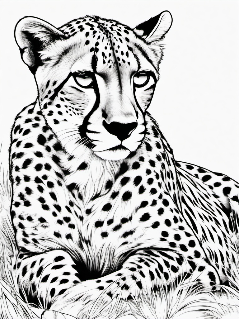 Cheetah Coloring Page - Fastest Land Predator  black outline printable coloring page