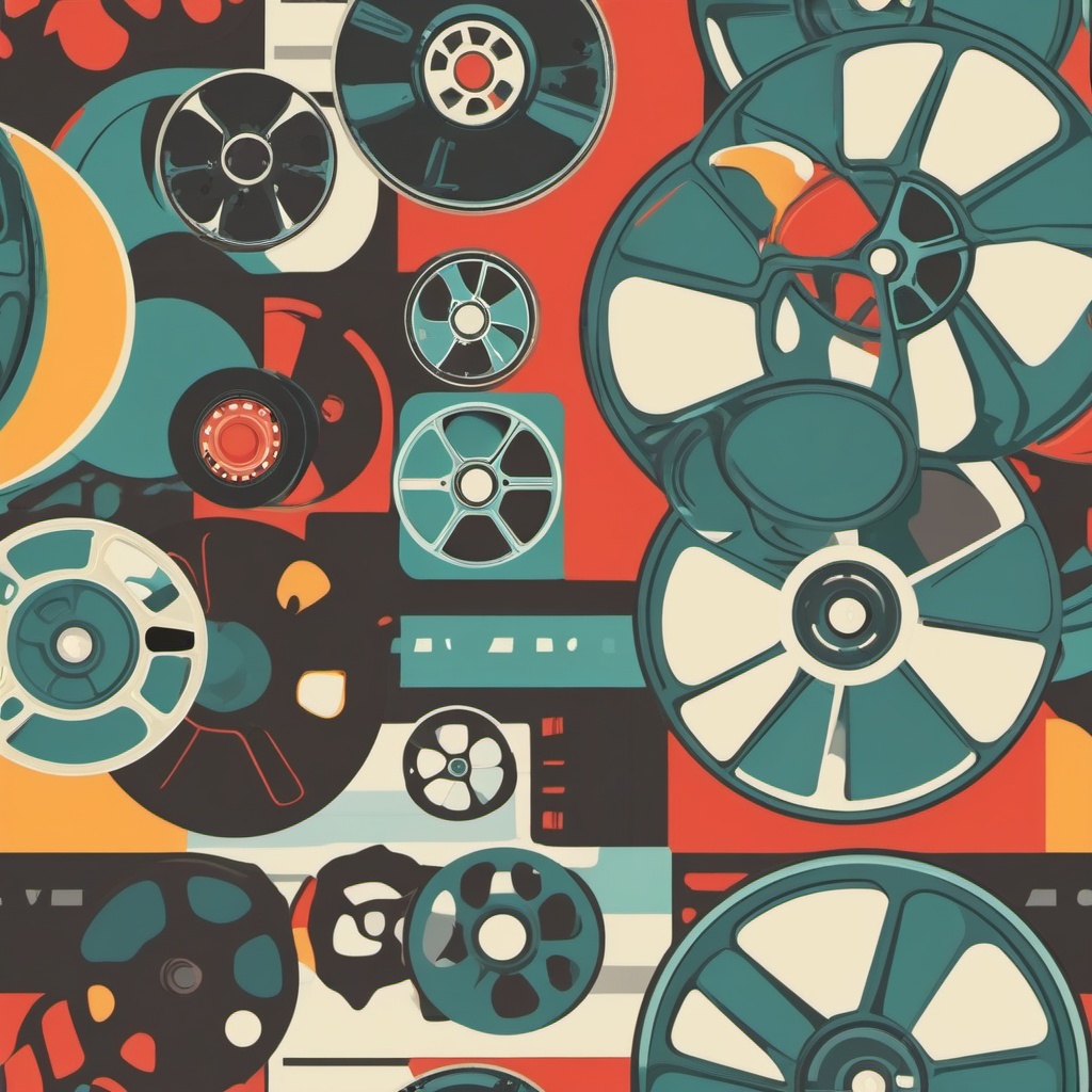 Film Reel Clipart - Film reel icon for video and cinema,  color vector clipart, minimal style