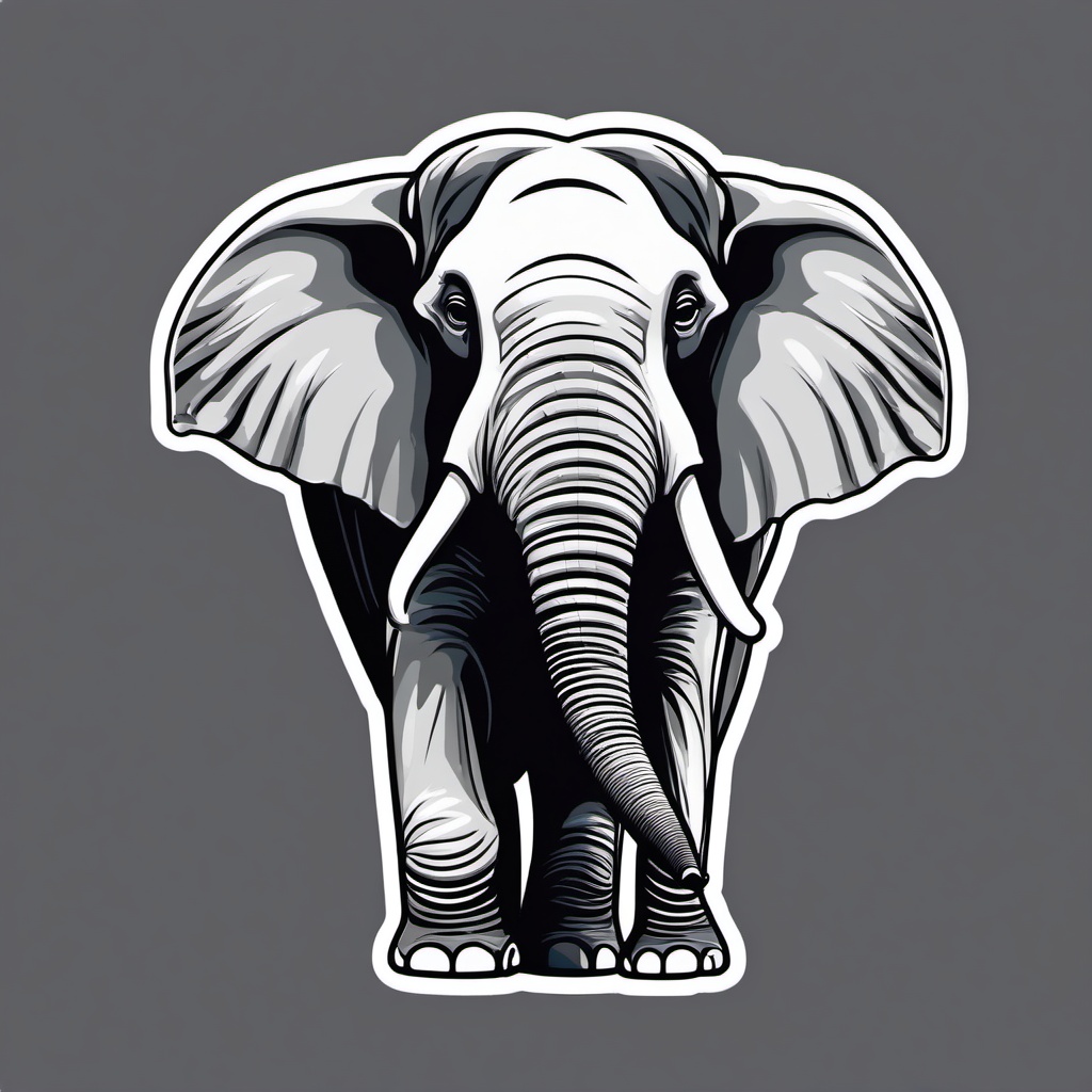 Elephant Sticker - A majestic elephant with large ears and a wise expression. ,vector color sticker art,minimal