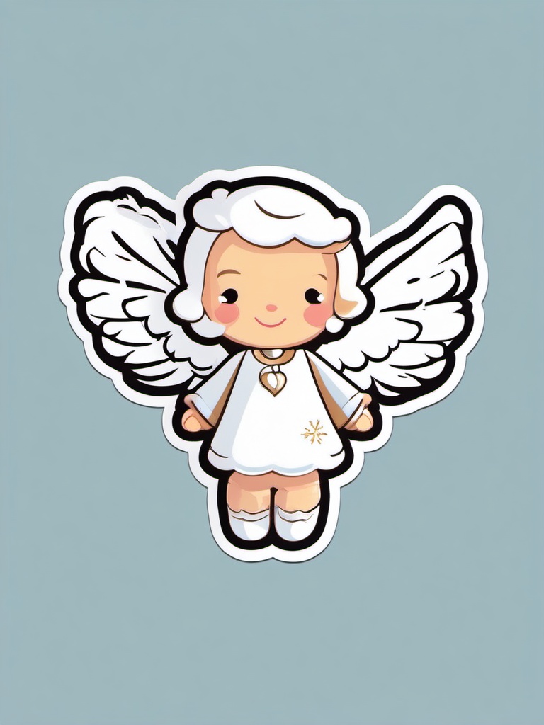 Snow angel sticker- Playful and angelic, , sticker vector art, minimalist design