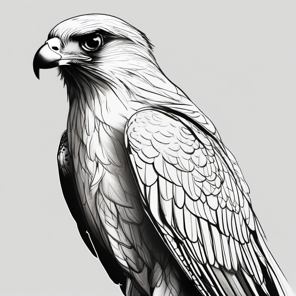 drawing of falcon  minimal rough scribbles,doodles,black and white