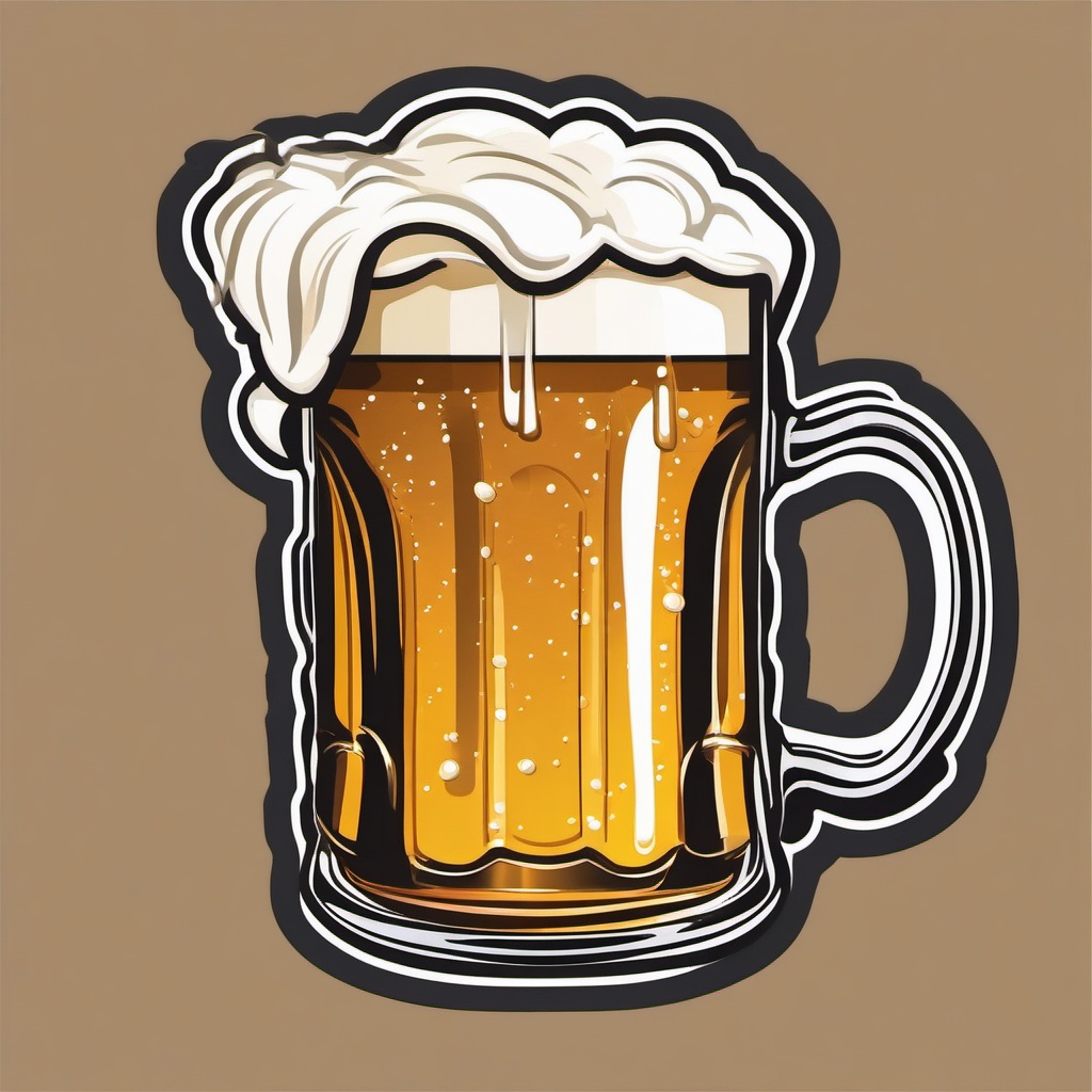 Beer Mug Sticker - Cheers to good times with a frothy and chilled mug of beer, , sticker vector art, minimalist design