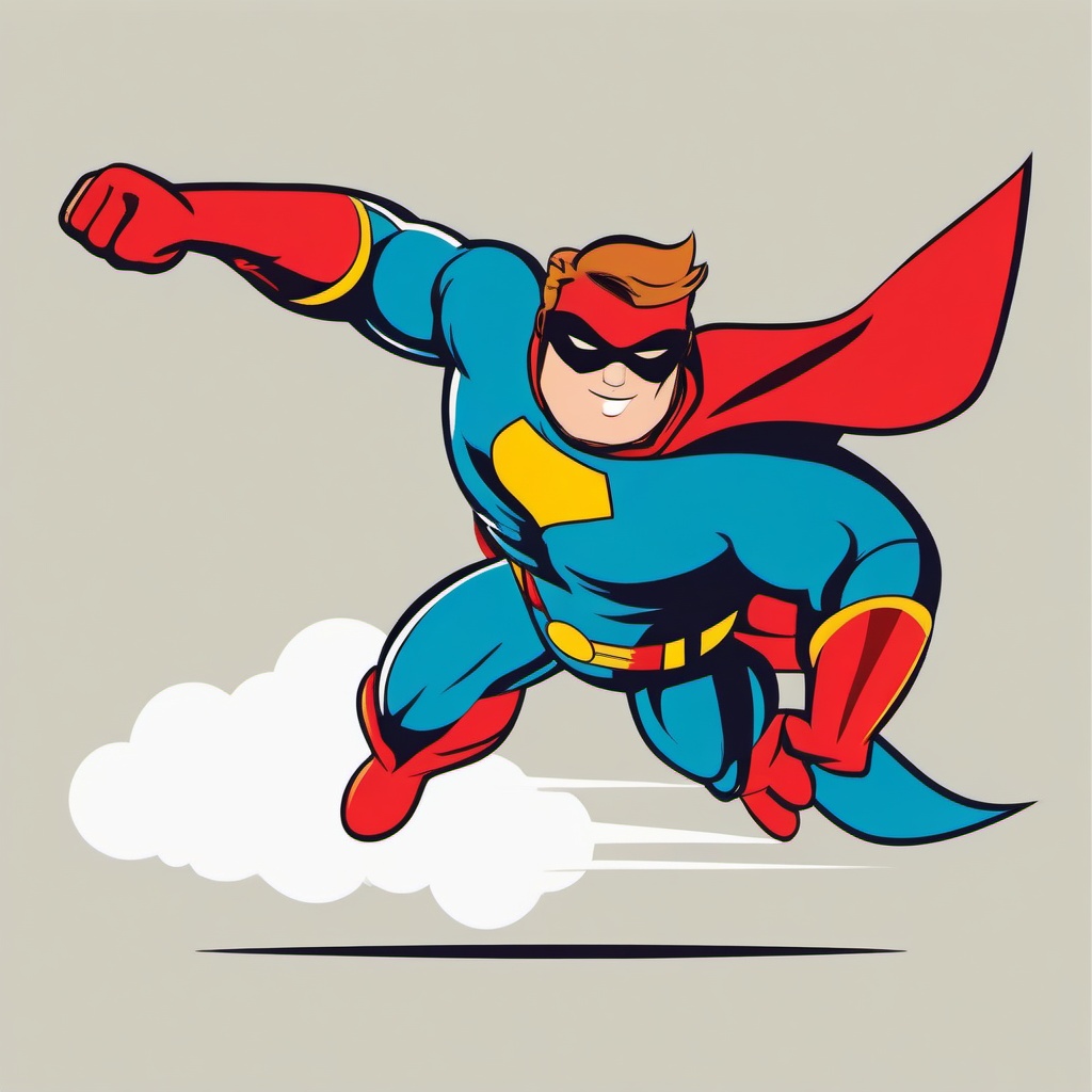 Superhero clipart - superhero flying alongside an airplane  color,minimalist,vector clipart