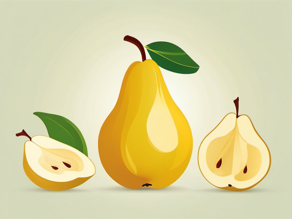 Pear Clipart - Juicy pear with a golden hue.  color vector clipart, minimal style