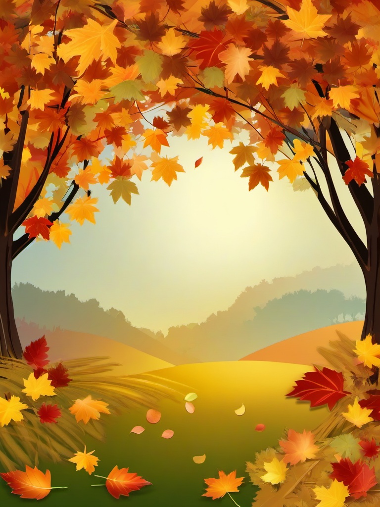 September clipart - autumn leaves turning colors in September  