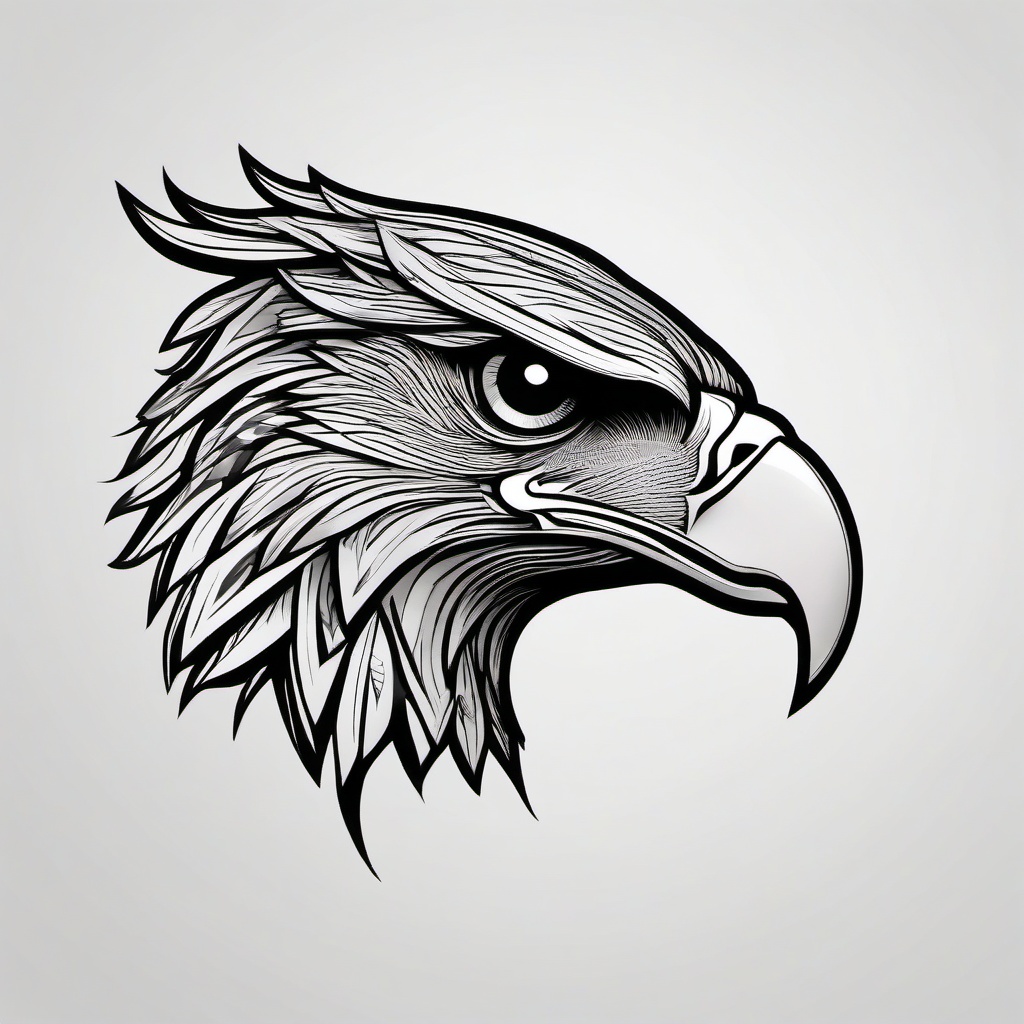 Hawk Tattoo - Symbol of vision, power, and guardianship  minimal tattoo design,white background