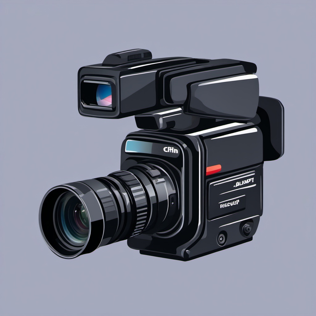 Clipart of a Video Camera - Video camera for recording and filming,  color vector clipart, minimal style