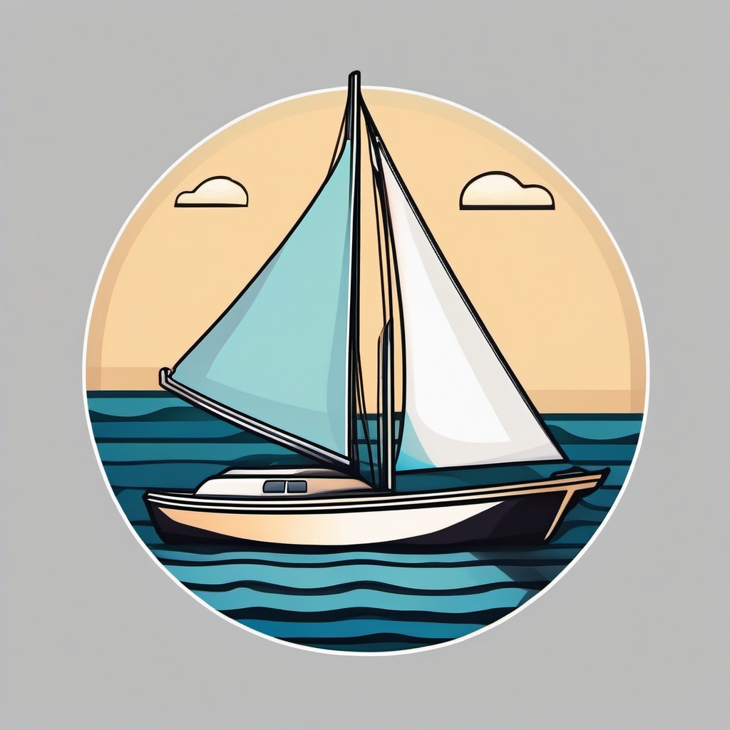 Sailing Boat on Calm Waters Emoji Sticker - Smooth sailing on a peaceful sea, , sticker vector art, minimalist design