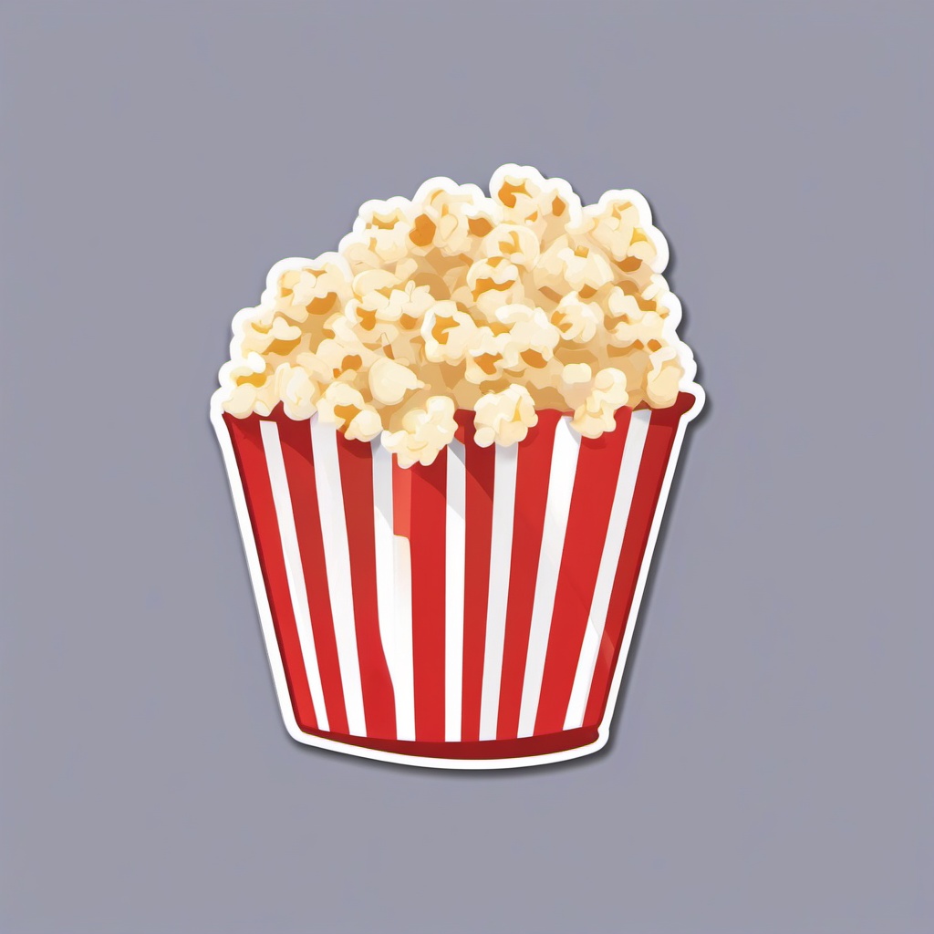 Popcorn Emoji Sticker - Movie night snack, , sticker vector art, minimalist design