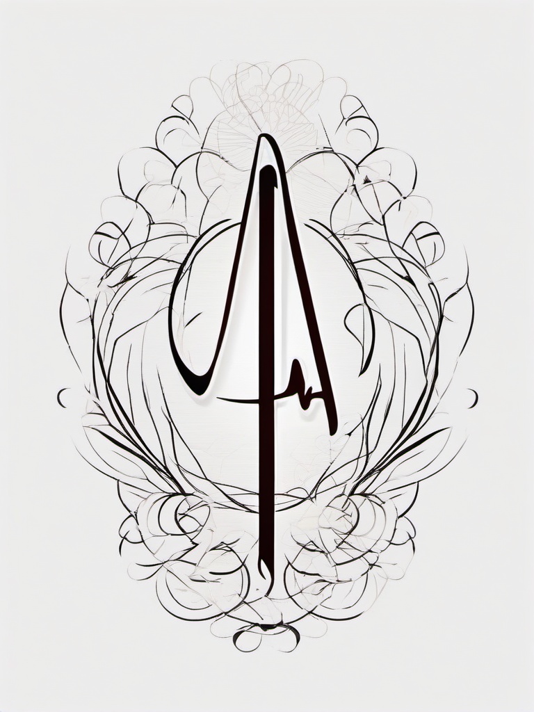 A with Heartbeat Tattoo - Create a stylish and symbolic tattoo featuring the letter A intertwined with a rhythmic heartbeat.  simple vector color tattoo,minimal,white background