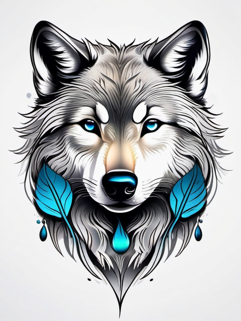 Wolf Cub Tattoo,endearing tattoo of a wolf cub, symbolizing youth and innocence. , color tattoo design, white clean background