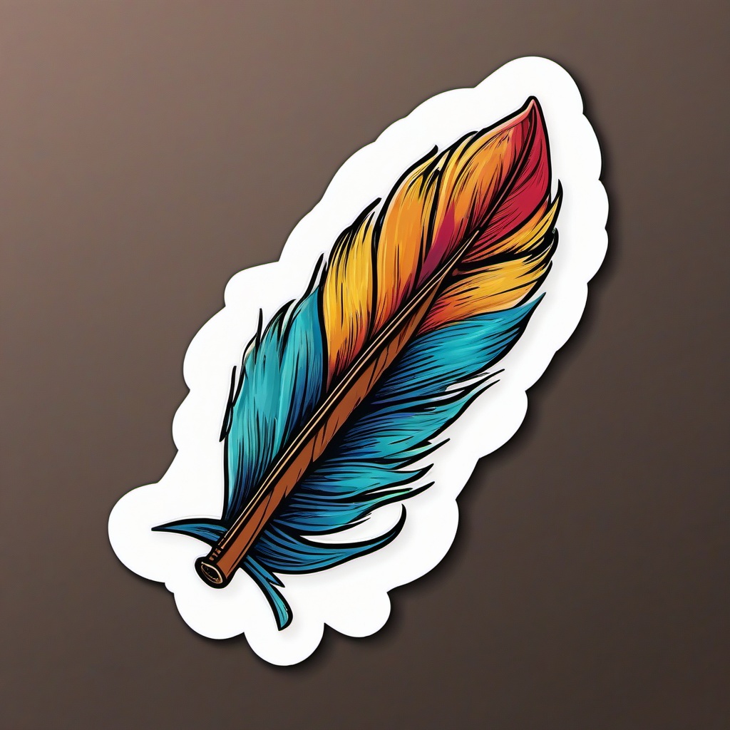 Writing Quill Sticker - Classic penmanship, ,vector color sticker art,minimal