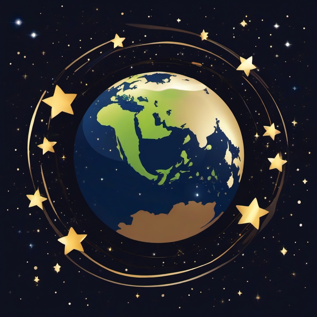 Earth clipart - Earth surrounded by stars  