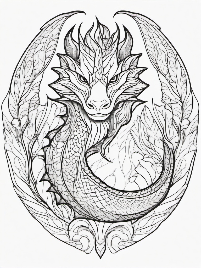 Dragon and Fairy Coloring Pages - Fantasy Creatures Together in Harmony  minimal black outline printable sheet, coloring page