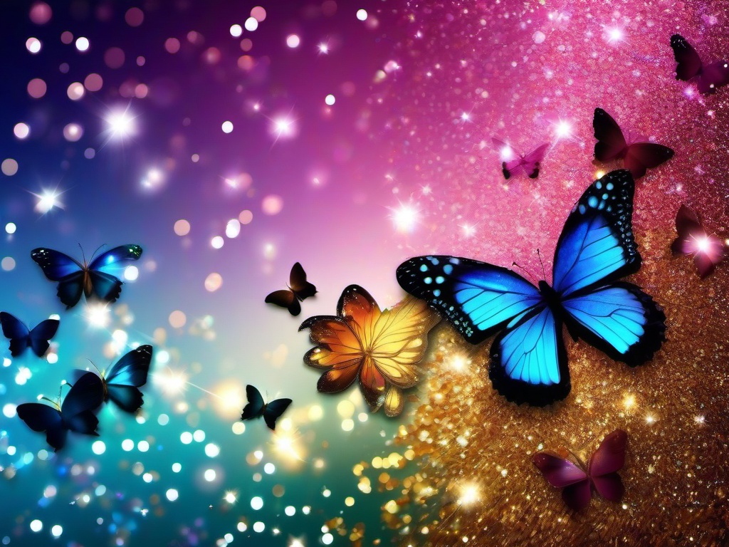 Glitter Wallpaper With Butterflies  