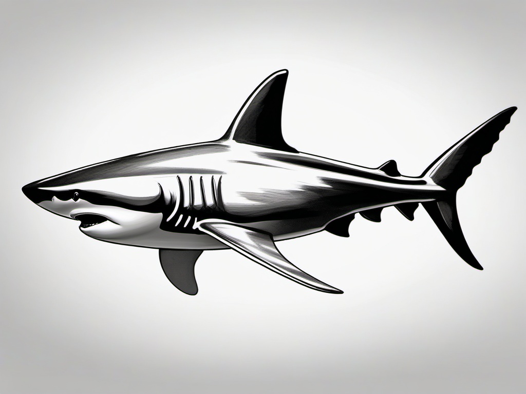 drawing of Bull shark  minimal rough sketch scribbles,doodles,black and white