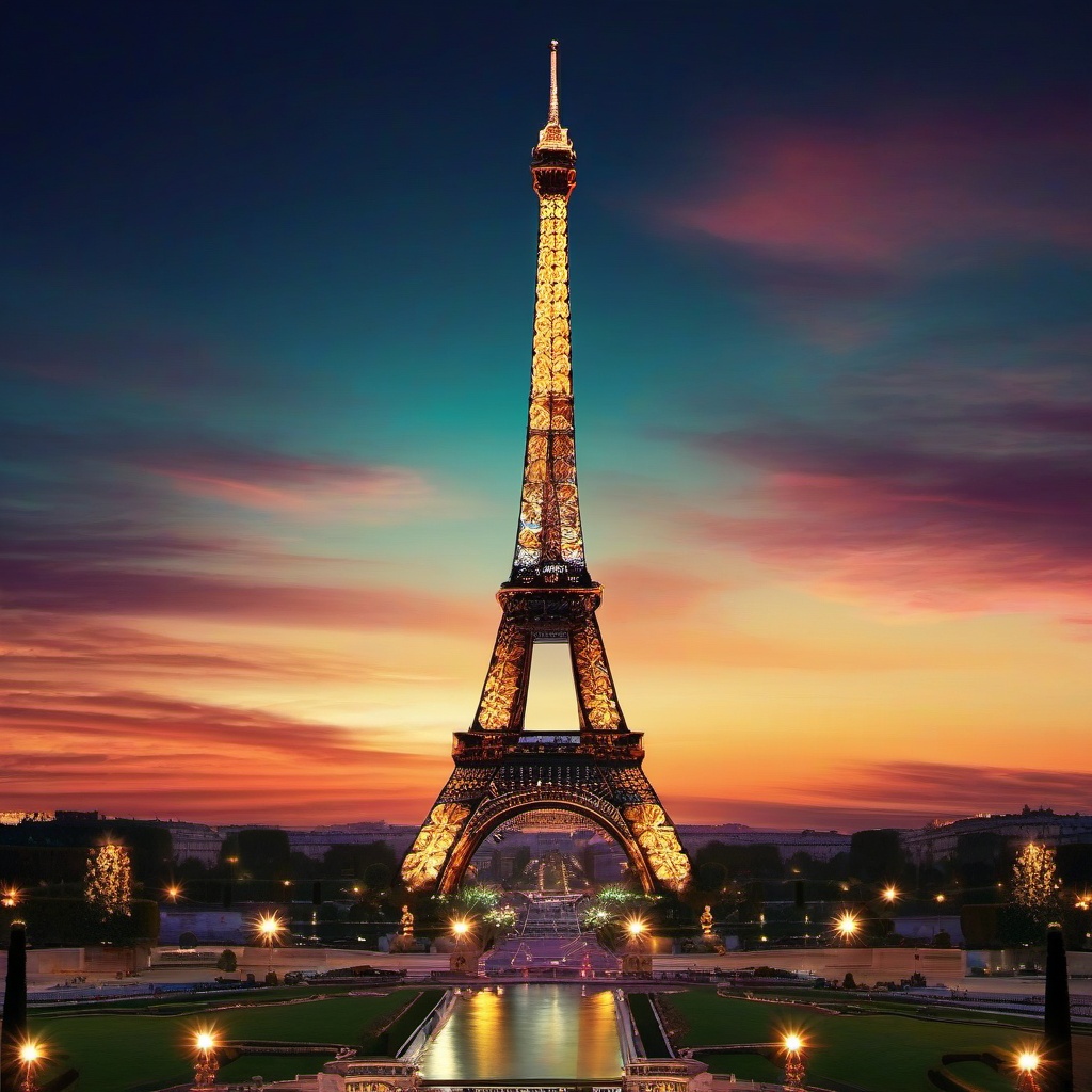 Pretty Wallpapers - Eiffel Tower at Dusk wallpaper, abstract art style, patterns, intricate