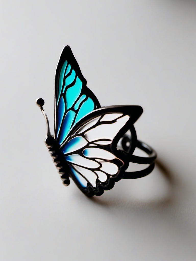 butterfly ring tattoo  simple color tattoo, minimal, white background