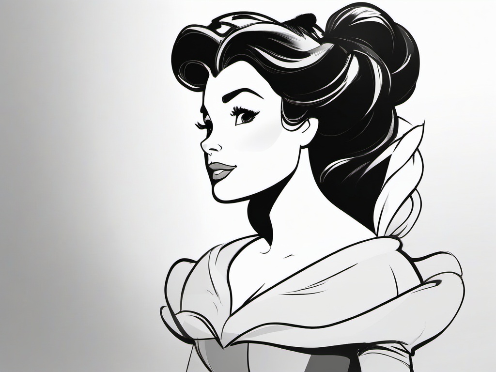 drawing of belle  minimal rough scribbles,doodles,black and white