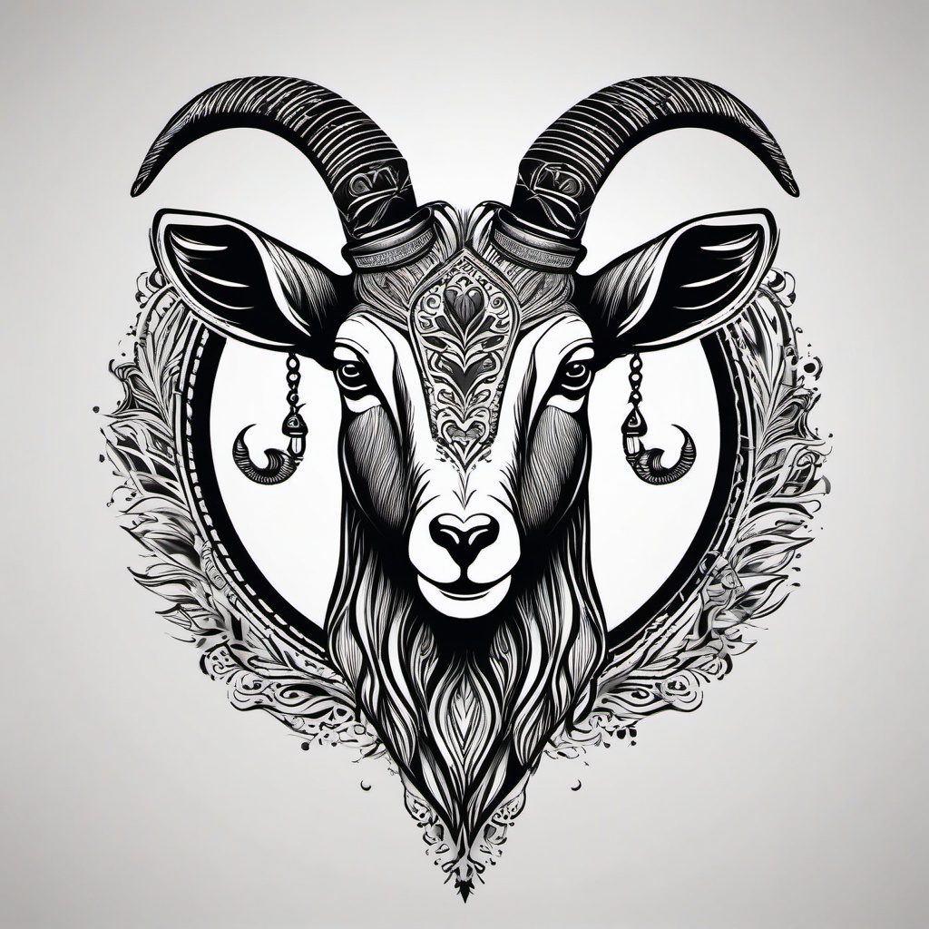 Cool Goat Tattoos - Tattoos with innovative and stylish goat designs.  simple color tattoo design,white background