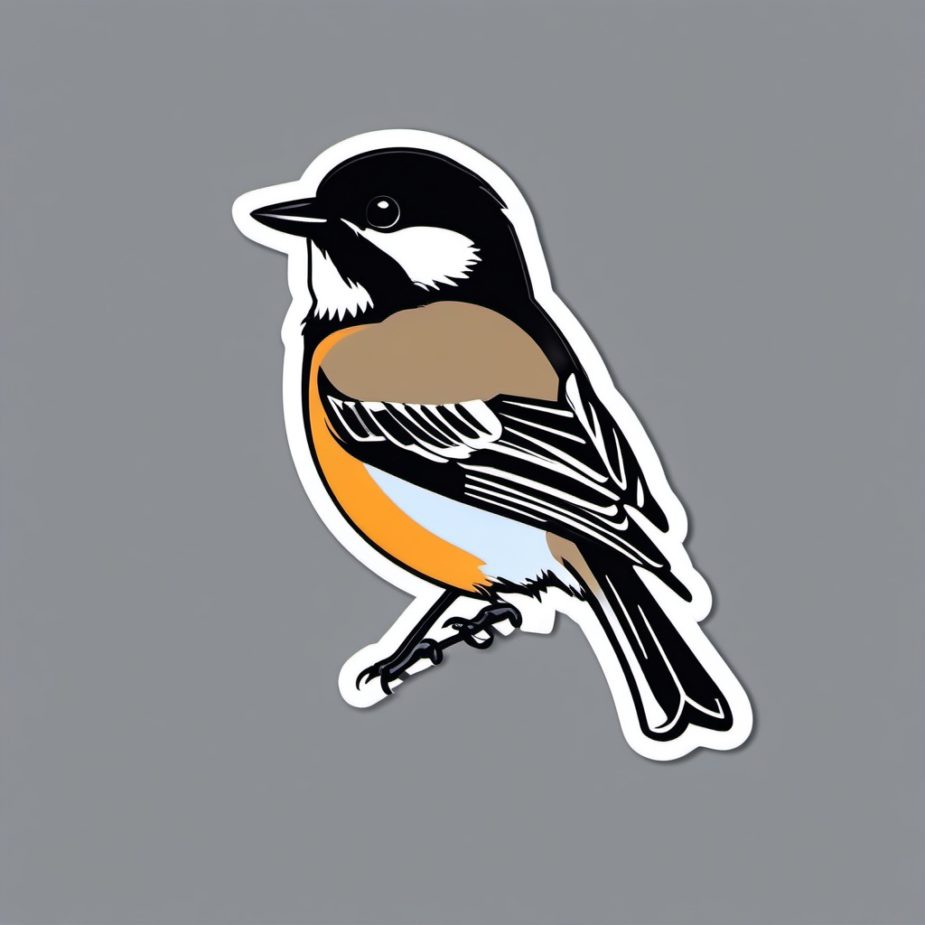 Black-Capped Chickadee Sticker - A cute black-capped chickadee with a distinctive cap, ,vector color sticker art,minimal