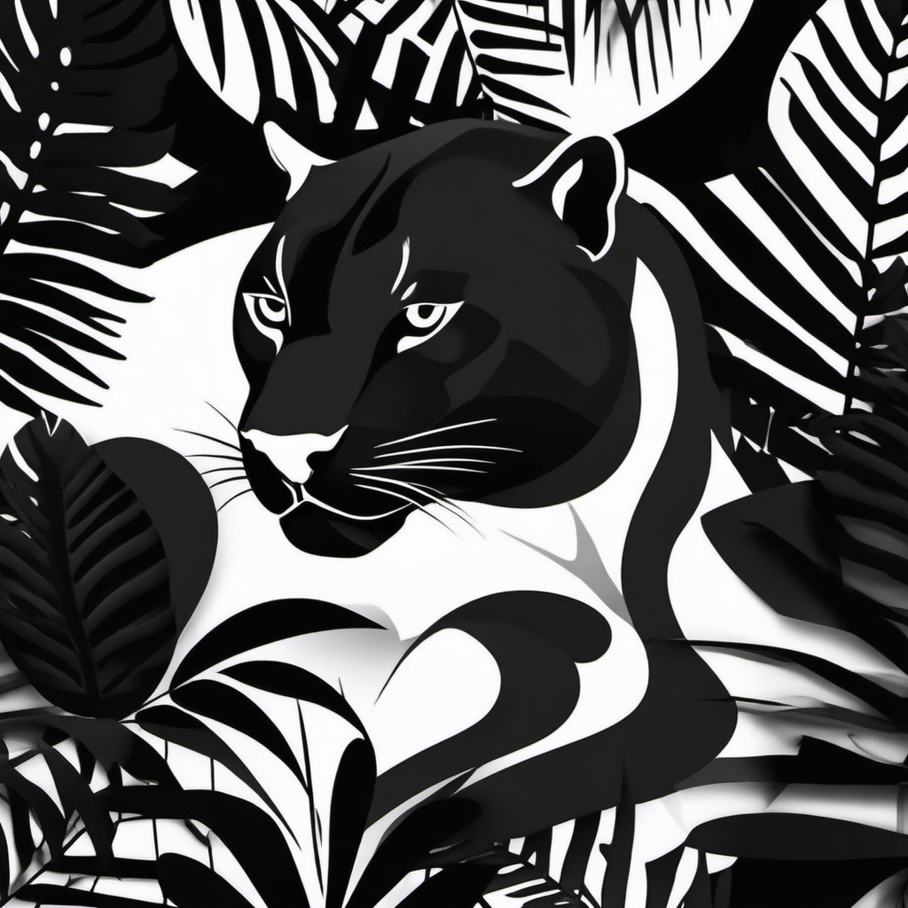 Abstract panther heartbeat tattoo. Pulse of the jungle.  minimalist black white tattoo style