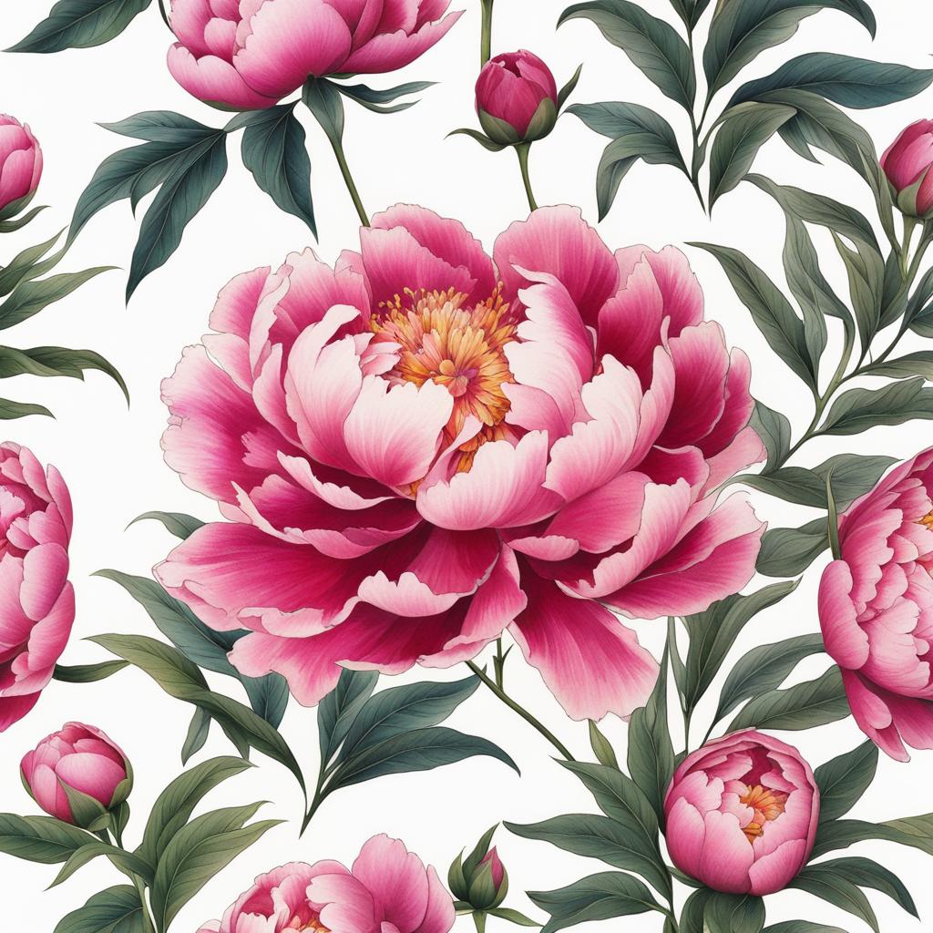 Peony tattoo, Tattoos featuring the vibrant and delicate peony flower. colors, tattoo patterns, clean white background