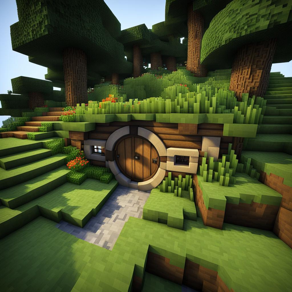 hobbit hole burrowed into a lush hillside - minecraft house design ideas minecraft block style