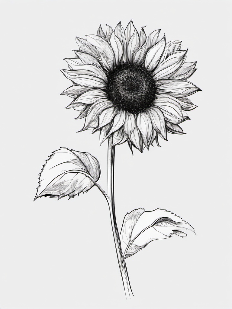 drawing of a sunflower  minimal rough sketch scribbles,doodles,black and white