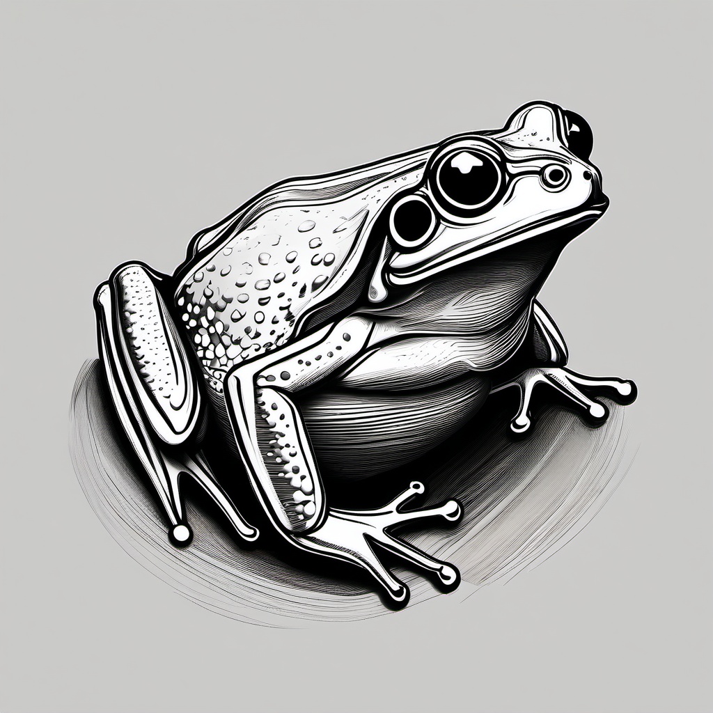 drawing of round tree frog  minimal rough sketch scribbles,doodles,black and white