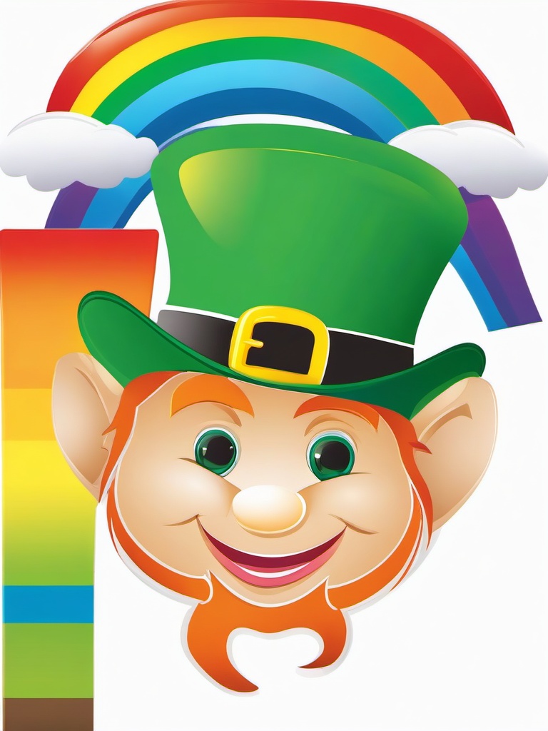 Leprechaun clipart - leprechaun on a colorful rainbow  