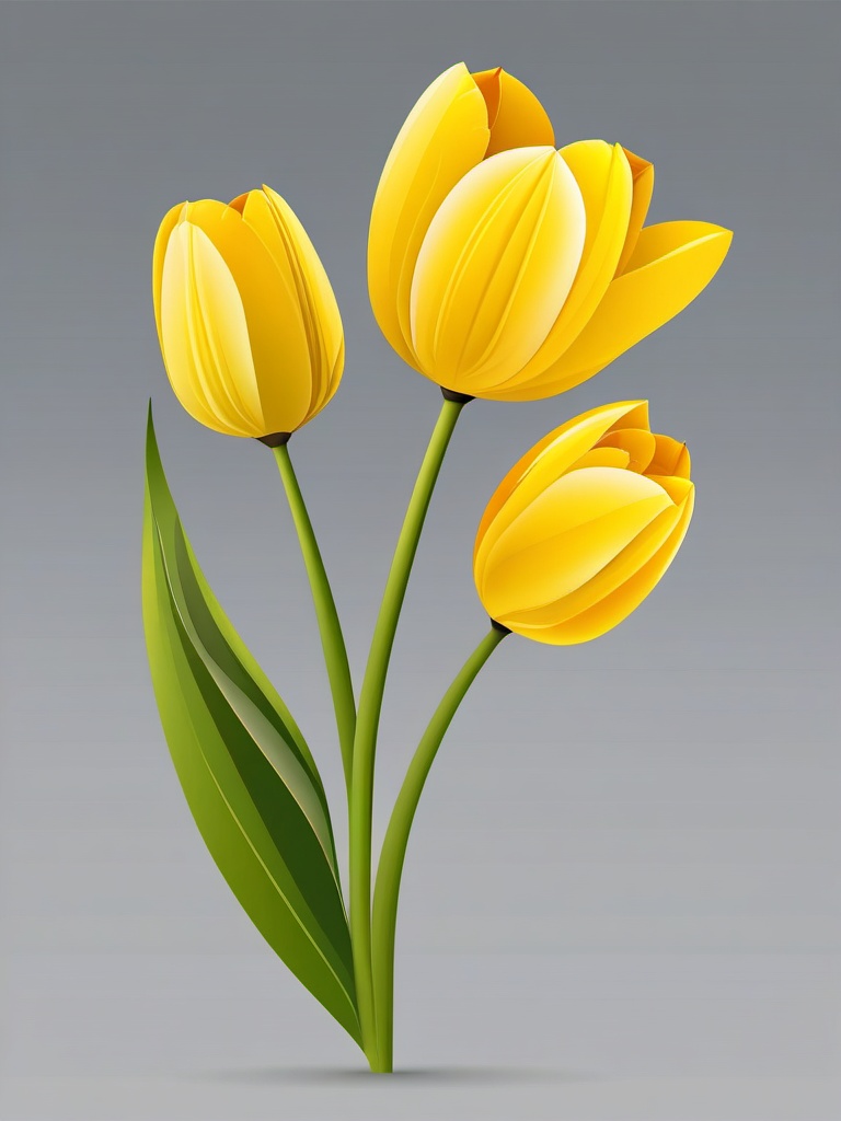 Tulip Clip Art - A vibrant yellow tulip with graceful petals,  color vector clipart, minimal style