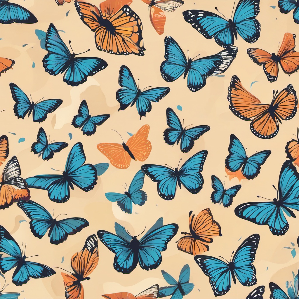 Butterflies in Flight clipart - Butterflies soaring in the sky, ,vector color clipart,minimal