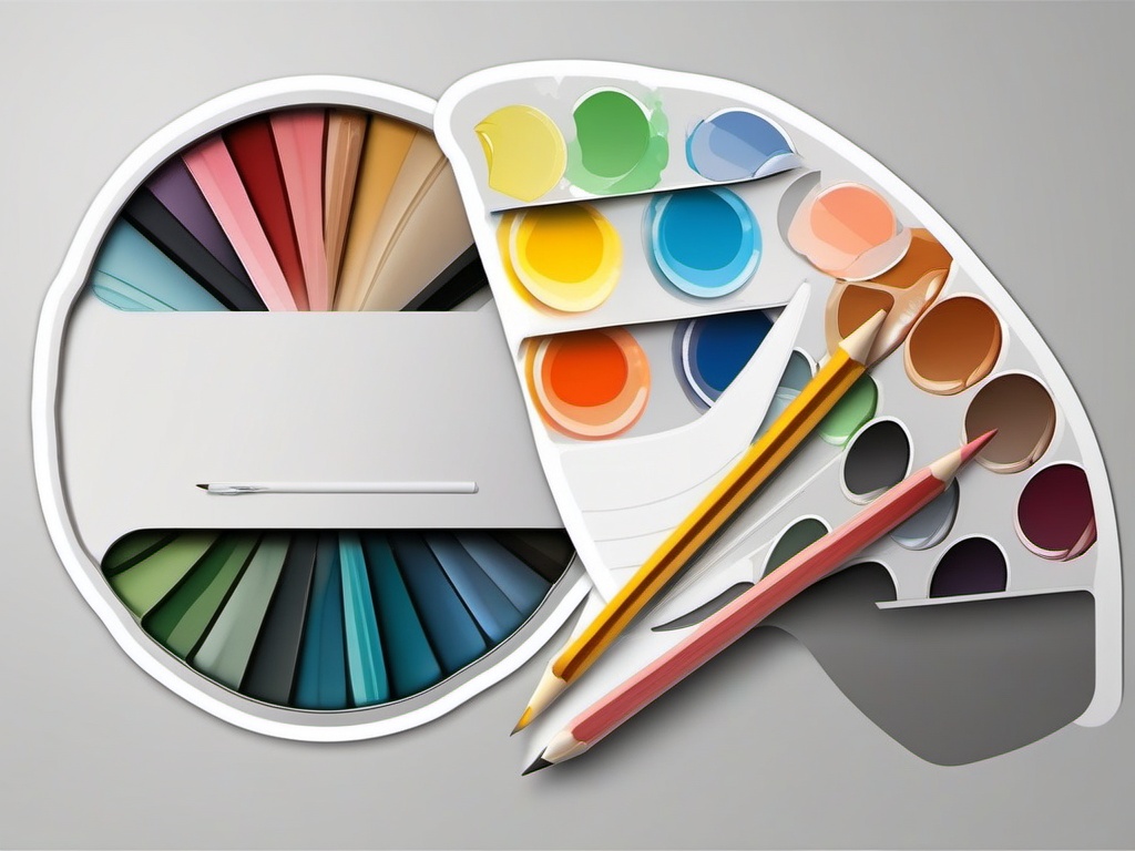 Pencil and Paint Palette Sticker - Pencil paired with an artist's paint palette, ,vector color sticker art,minimal