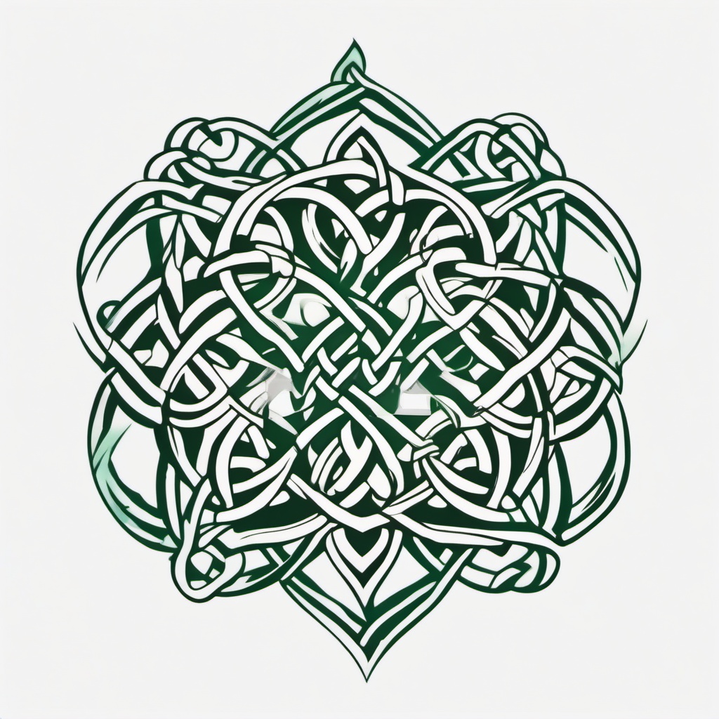 irish celtic knot tattoo  simple color tattoo,minimal,white background