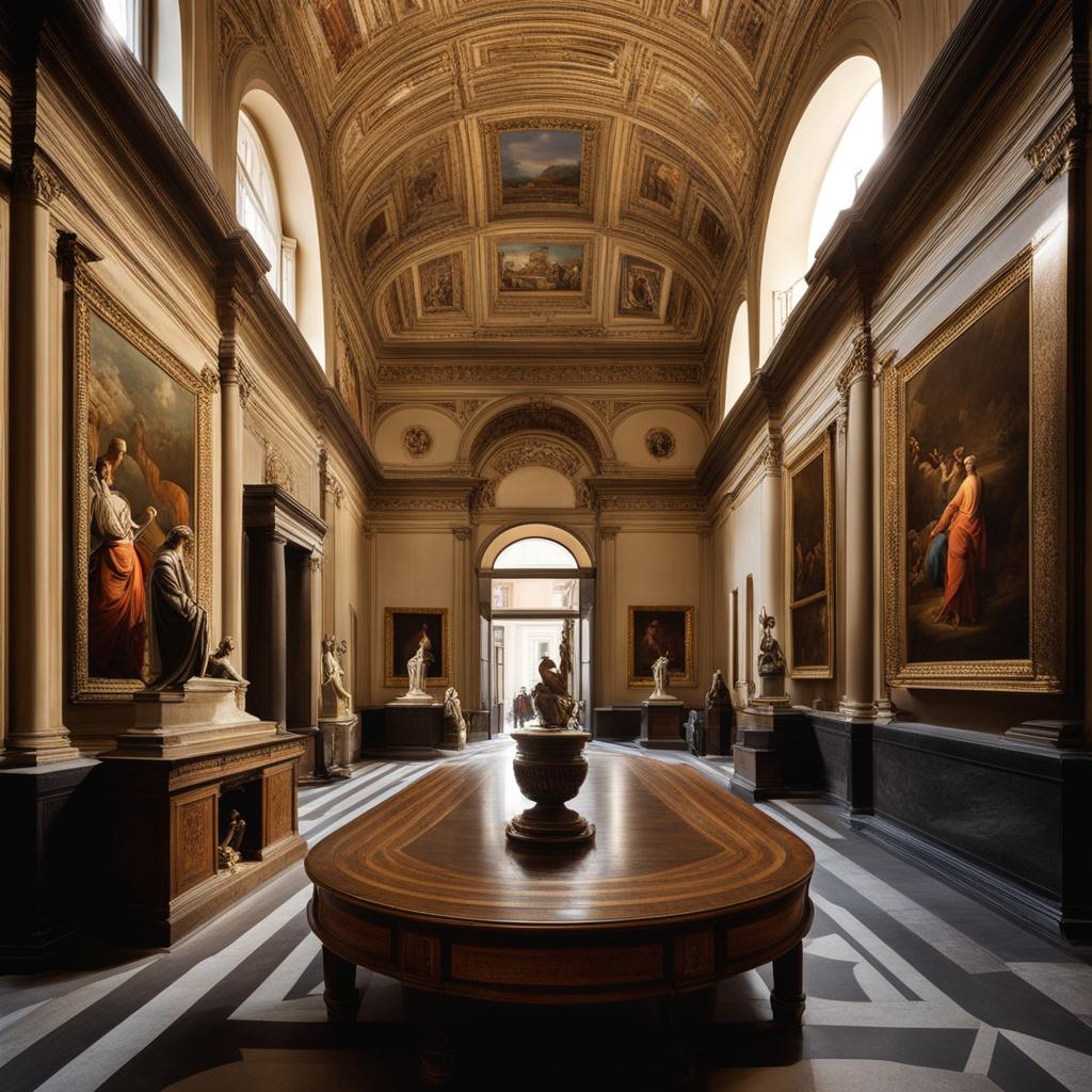 neoclassical museums, with grand porticos, house priceless artworks in florence, italy. 