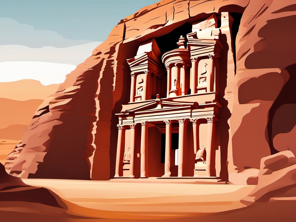 Petra clipart - Archaeological site in Jordan's southwestern desert, ,color clipart vector style