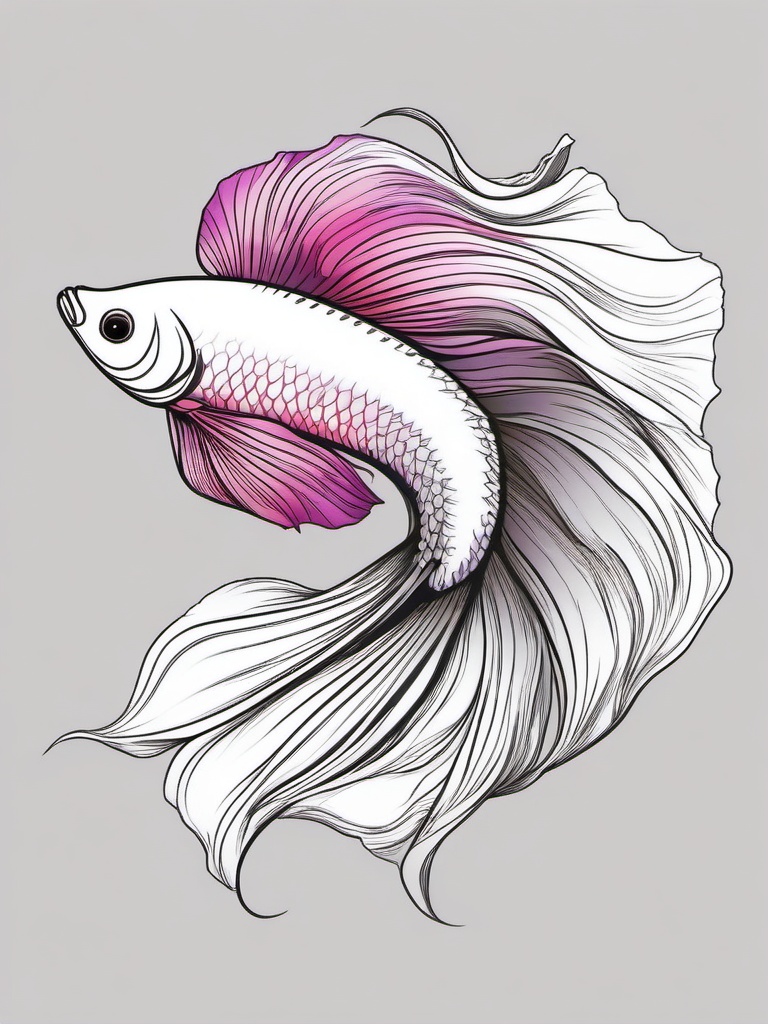 Betta Tattoo,a tattoo featuring the captivating betta fish, a symbol of vibrant colors and grace. , tattoo design, white clean background