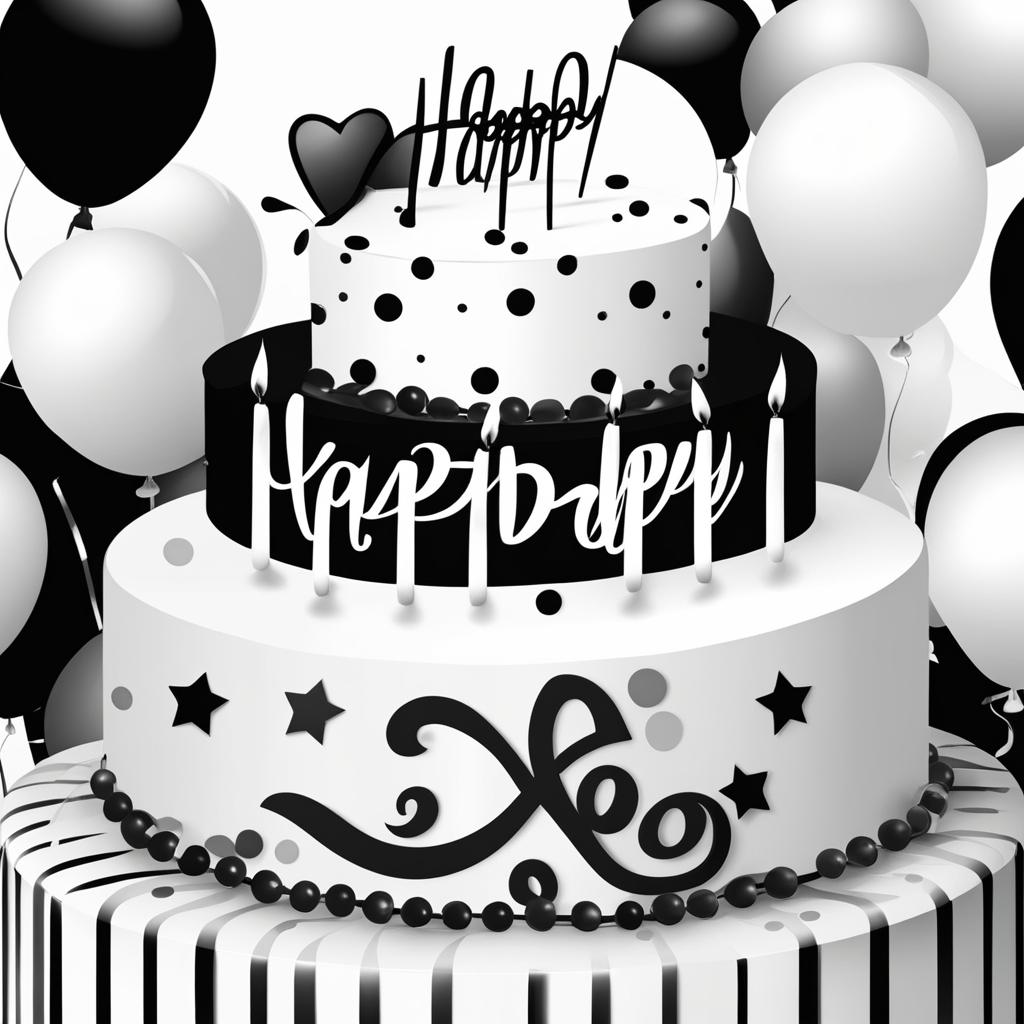 happy birthday clipart black and white at a birthday party - for joyous celebrations. 