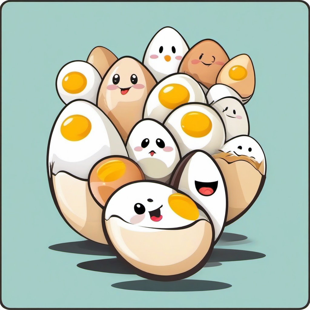 Egg clipart - cartoon egg with funny expressions  color,minimalist,vector clipart